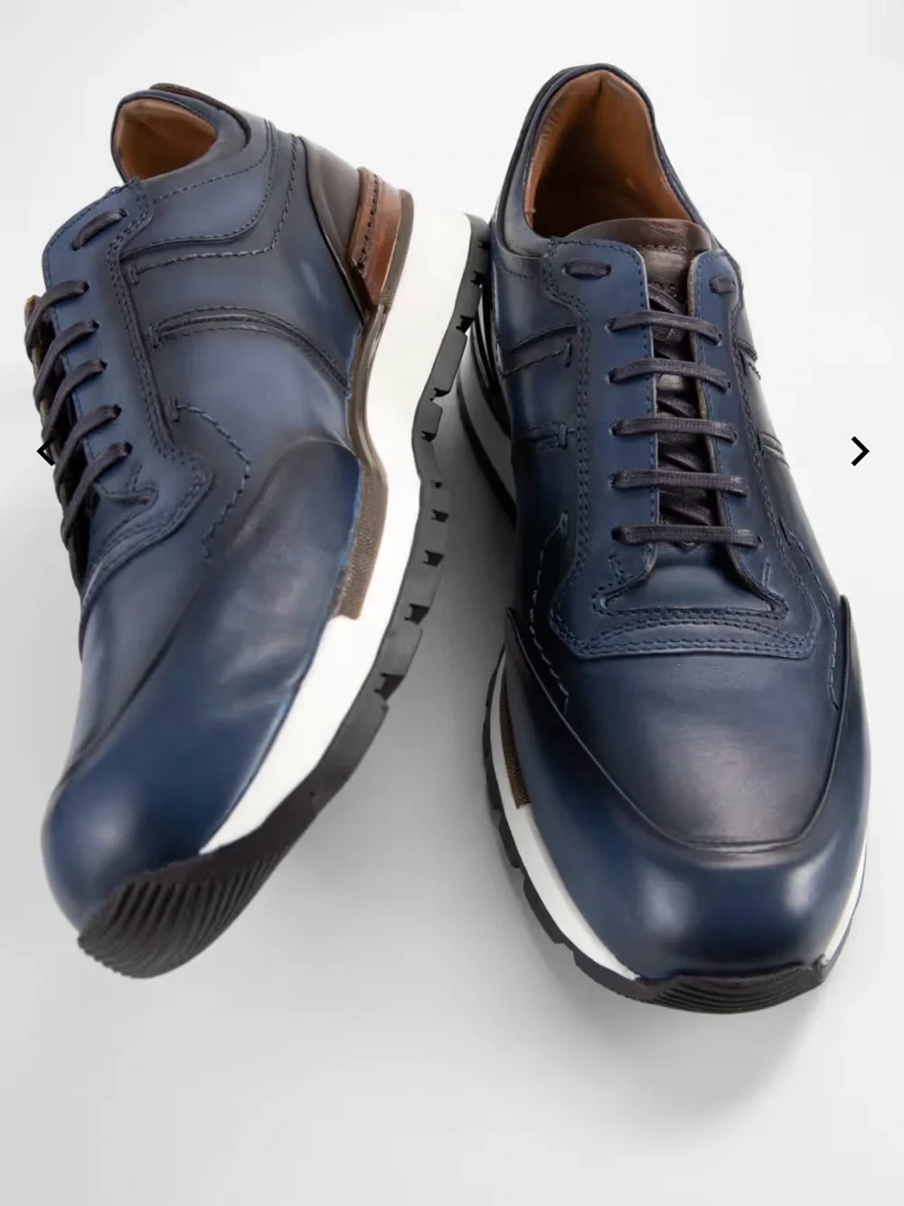 Men's Navy Leather Sneakers
